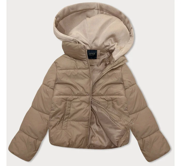 zimowa kurtka damska z kapturem ciemny beż model 21247645 - J.STYLE zimowa kurtka damska z kapturem ciemny beż model 21247645 - J.STYLE