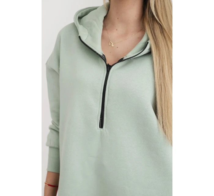 Zateplená mikina s bočnými otvormi tmavá mentolová