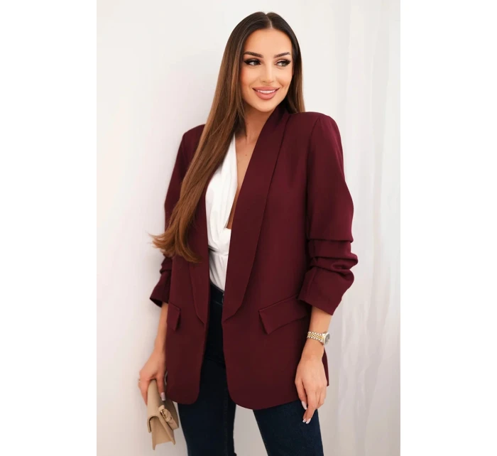 Elegantní sako s klopami bordové