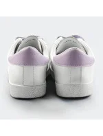 Bielo-fialové dámske tenisky trampky z rôznych spojených materiálov (1088)