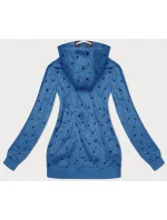 Svetlomodrá dámska mikina na zips s hviezdičkovým vzorom (2313)