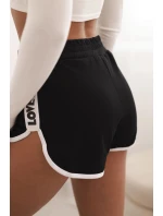 Dámské bavlněné šortky s elastickým pasem a model 21772746 lemem černé - K-Fashion Dámské bavlněné šortky s elastickým pasem a model 21772746 lemem černé - K-Fashion