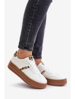 Sneakersy Damskie Na Platformie Panterka Białe Dravinnia Sneakersy Damskie Na Platformie Panterka Białe Dravinnia