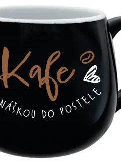 KAFE S DONÁŠKOU DO POSTELE - černý keramický hrníček 300 ml