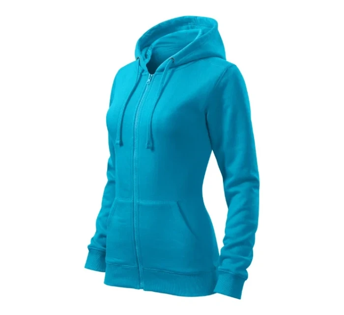 Trendy mikina na zips tyrkysová