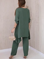 Súprava blúzka + nohavice s príveskom tmavá khaki