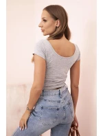 Dámska klasická bavlnená blúzka s krátkymi rukávmi modrá