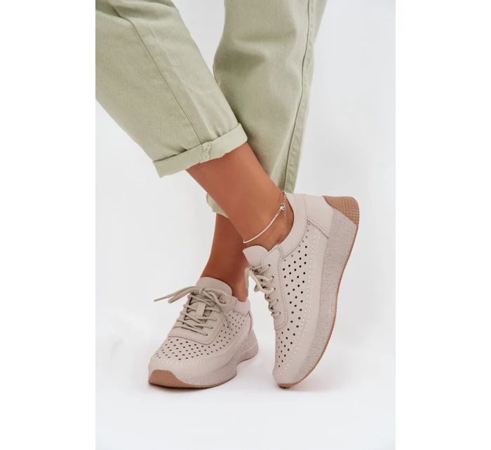 Kožené dámské tenisky s síťovinou Sergio Leone SP-013 šedé