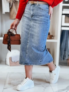 Džínsová midi sukňa s rozparkom MERITTA modrá FashionStreet CY0483