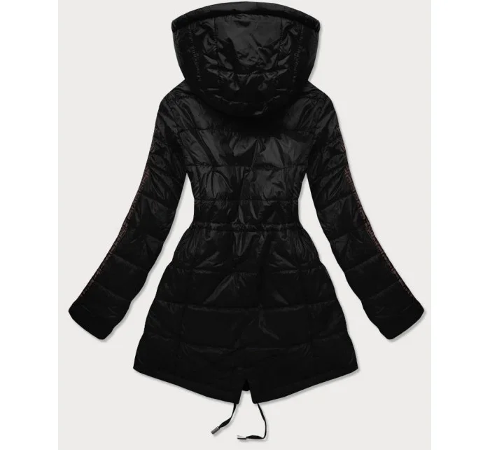 Čierna a hnedá obojstranná dámska bunda (W556)