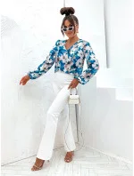 Tyrkysová blúzka s volánovými rukávmi (021)