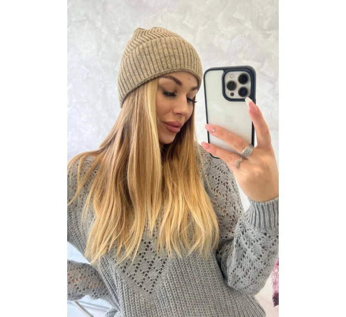 Tenká čiapka Oliwia K252 tmavo béžová