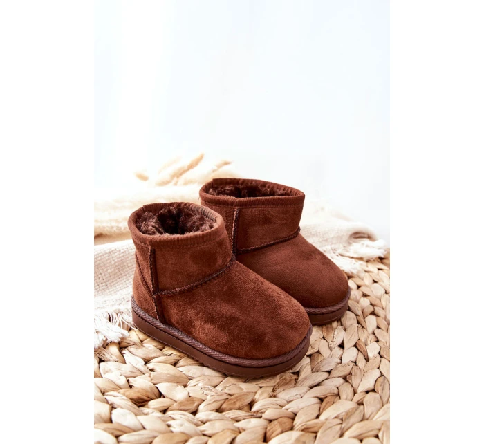Dziecięce Ocieplane Botki Śniegowce Brązowe Gooby