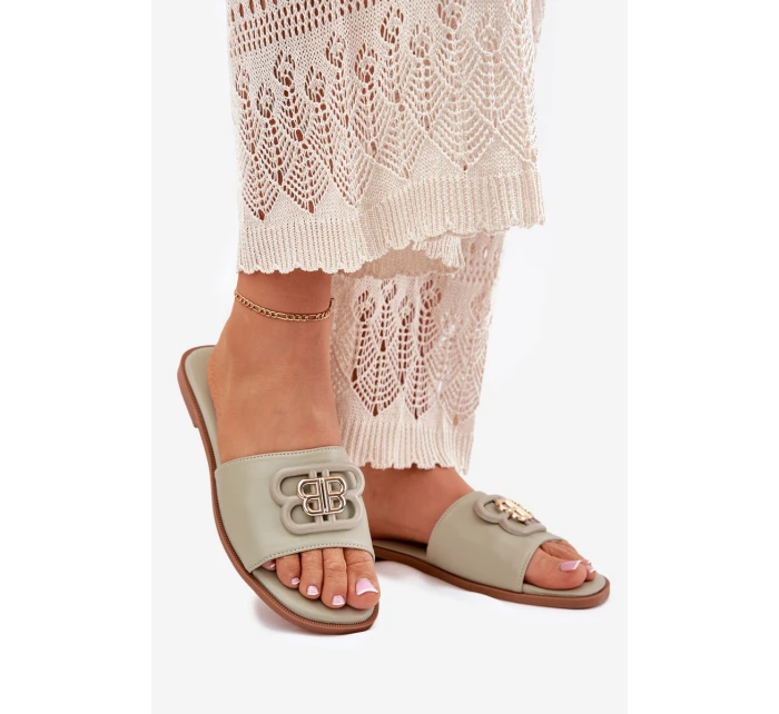 Ploché Dámské Pantofle S Ozdobným Detalem Zelené model 21699585 - Boto