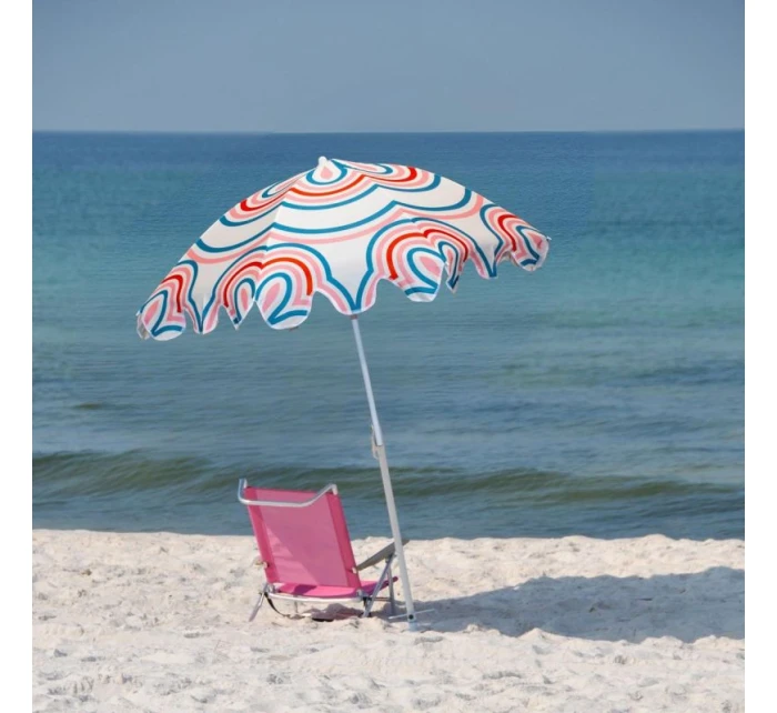 PLÁŽOVÝ A ZÁHRADNÝ SLNEČNÍK 160 CM PRUHOVANÝ MODRO-RUŽOVÝ