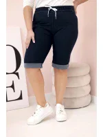 Dámske bavlnené šortky s kravatami v námorníckej modrej farbe