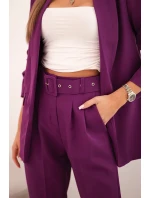 Elegantný set saka a nohavíc tmavo fialovej farby Elegantný set saka a nohavíc tmavo fialovej farby