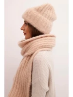 Dámska súprava klobúka a dlhého šálu z mäkkej priadze, béžová Dámska súprava klobúka a dlhého šálu z mäkkej priadze, béžová