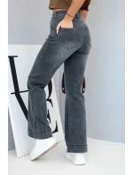 Dámske džínsy s rovnými nohavicami a vysokým pásom graphite