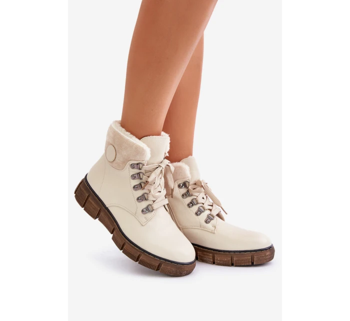 Damskie Ocieplane Botki Trapery Na Zamek Beżowe Mevanisa Damskie Ocieplane Botki Trapery Na Zamek Beżowe Mevanisa