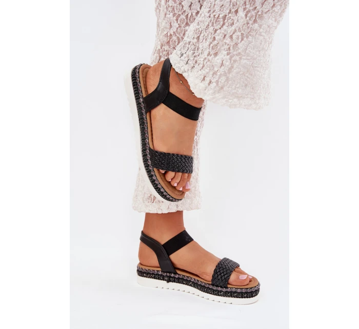 Dámské Sandály S Pletením Na Ozdobené Platformě Černé model 21703728 - Boto Dámské Sandály S Pletením Na Ozdobené Platformě Černé model 21703728 - Boto