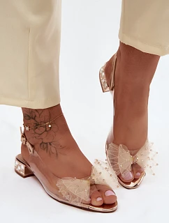 Dámské sandály průhledné s mašlí D&A MR61-9001 růžové zlato