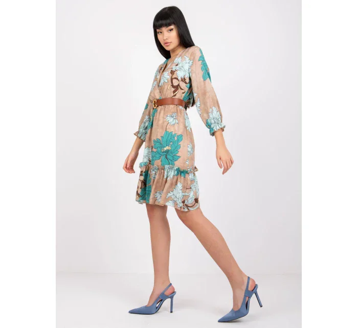 Sukienka LC SK 22K model 19755073 ciemny bezowy - FPrice Sukienka LC SK 22K model 19755073 ciemny bezowy - FPrice