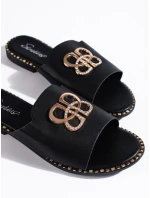 Moderní dámské nazouváky černé bez podpatku Moderní dámské nazouváky černé bez podpatku