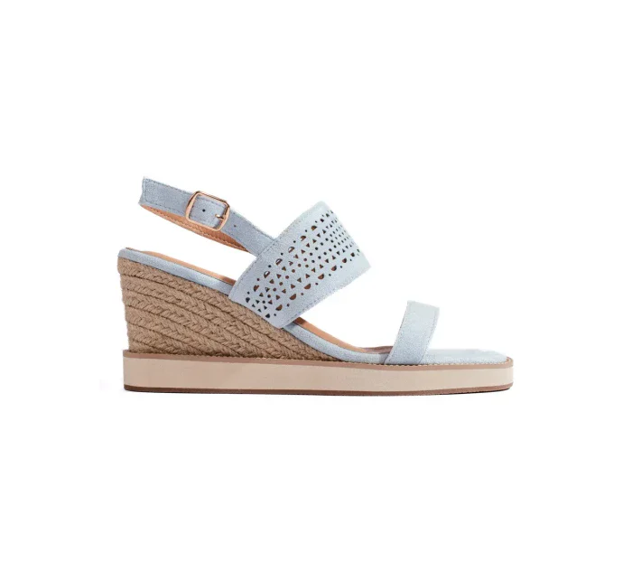 Designové modré  sandály dámské na klínku