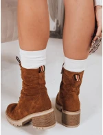 Dámske semišové šnurovacie čižmy camel FashionStreet ZY1236 Dámske semišové šnurovacie čižmy camel FashionStreet ZY1236