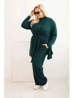 Dámsky 3-dielny set Plus Size tmavo zelená