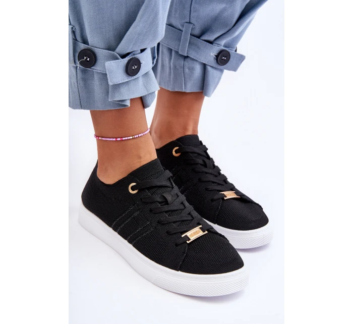 Damskie Sznurowane Trampki Czarne Etna Damskie Sznurowane Trampki Czarne Etna