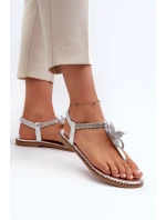 Dámské Ploché Sandály S Ozdobným Stříbrné model 21662037 - EVENTO