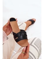 Płaskie Klapki Damskie Z Przeplatającymi Się Paskami Czarne Selaenor Płaskie Klapki Damskie Z Przeplatającymi Się Paskami Czarne Selaenor