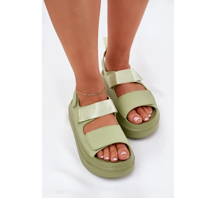 Sandały Damskie Na Platformie Z Rzepami Zielone Nitepira Sandały Damskie Na Platformie Z Rzepami Zielone Nitepira