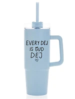 EVERY DEJ IS GUD DEJ - svetlomodrý cestovný hrnček s priehľadným viečkom 900 ml