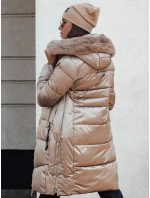Dámská prošívaná zimní bunda s kapucí camel Dstreet model 21980807 - FashionStreet