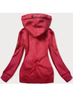 Červená dámska mikina s ozdobnou kapucňou (AMG725-2)