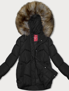 Čierna bunda s kapucňou pre prechodné obdobie (LHD-23002)