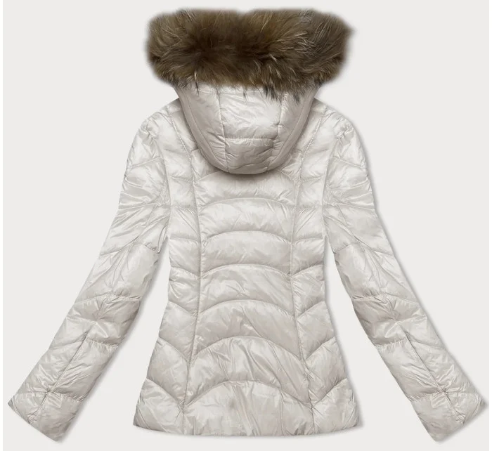 Dámska prechodná prešívaná bunda s kapucňou Glakate ecru (LU-2202)