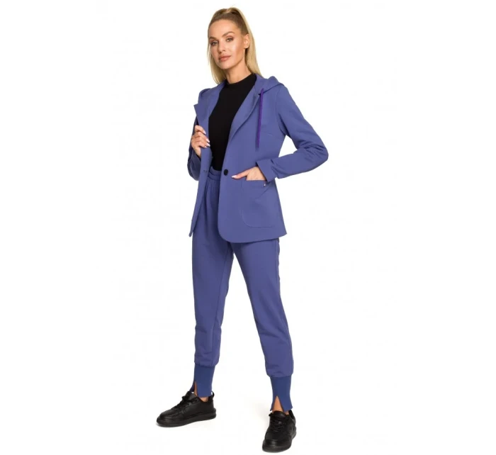 M691 Blejzer s kapucňou a jedným gombíkom - indigo