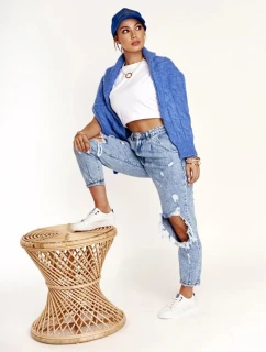 Dámske módne tenisky Big Star - biela/tmavomodrá