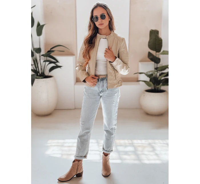 Dámská kožená bunda beige Dstreet model 21991902 - FashionStreet Dámská kožená bunda beige Dstreet model 21991902 - FashionStreet