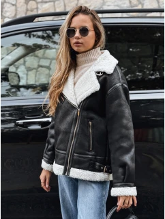 Dámska čierna bunda z ovčej kože ramones FashionStreet TY5246