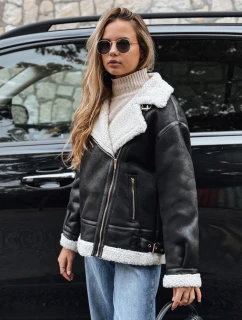 Dámska čierna bunda z ovčej kože ramones FashionStreet TY5246