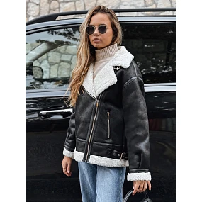 Dámská bunda ramones s ovčí kůží černá Dstreet model 21993143 - FashionStreet
