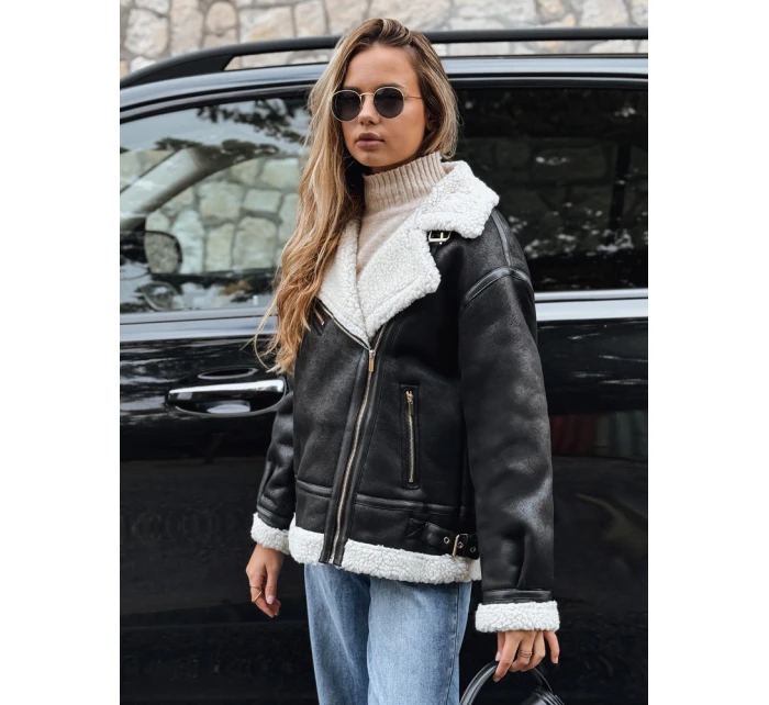 Dámska čierna bunda z ovčej kože ramones FashionStreet TY5246 Dámska čierna bunda z ovčej kože ramones FashionStreet TY5246