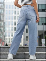 Dámske baggy džínsy s vysokým pásom modré FashionStreet UY2927 Dámske baggy džínsy s vysokým pásom modré FashionStreet UY2927