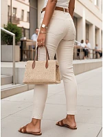 Jeansy damskie skinny z wysokim stanem z paskiem ecru model 22161459 - FashionStreet