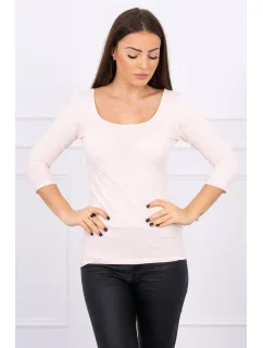 Blúzka s okrúhlym výstrihom púdrovo ružová